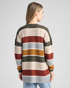 Olive/Oatmeal $|& Staccato Open Front Colorblock Cardigan - SOF Back