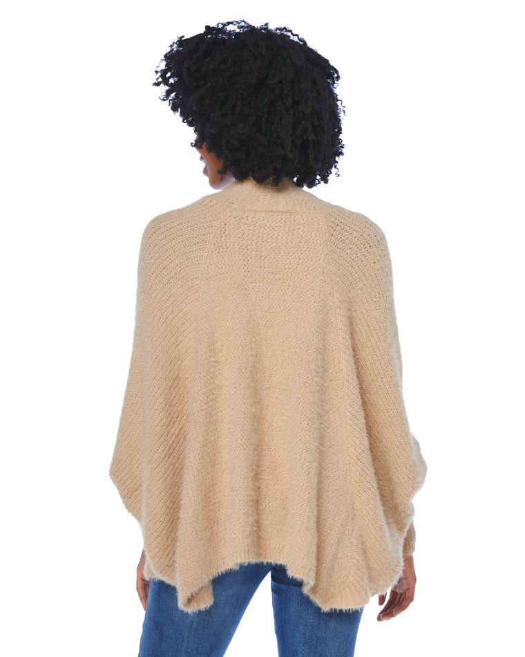 Taupe $|& Staccato Oversized Dolman Sleeve Fuzzy Yarn Cardigan - SOF Back