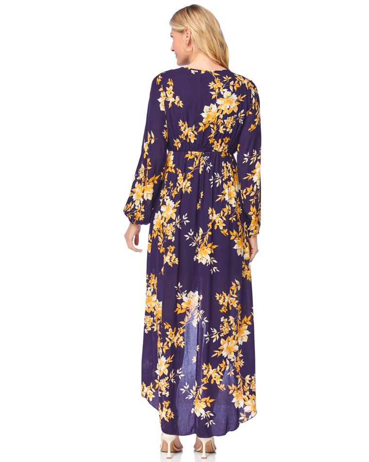 Navy $|& Vanilla Bay Rayon Floral Print Dress - SOF Back