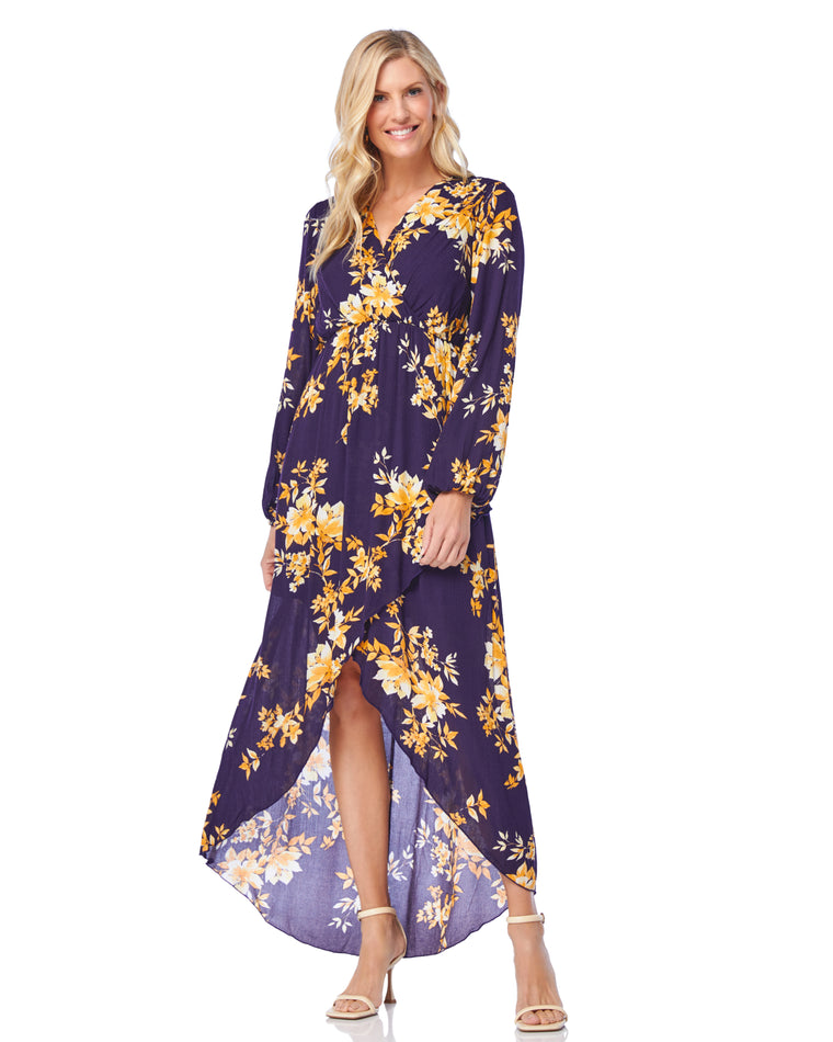 Navy $|& Vanilla Bay Rayon Floral Print Dress - SOF Front