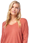 H. Redwood $|& Dreamers Front Seam V-Neck Sweater - SOF Detail