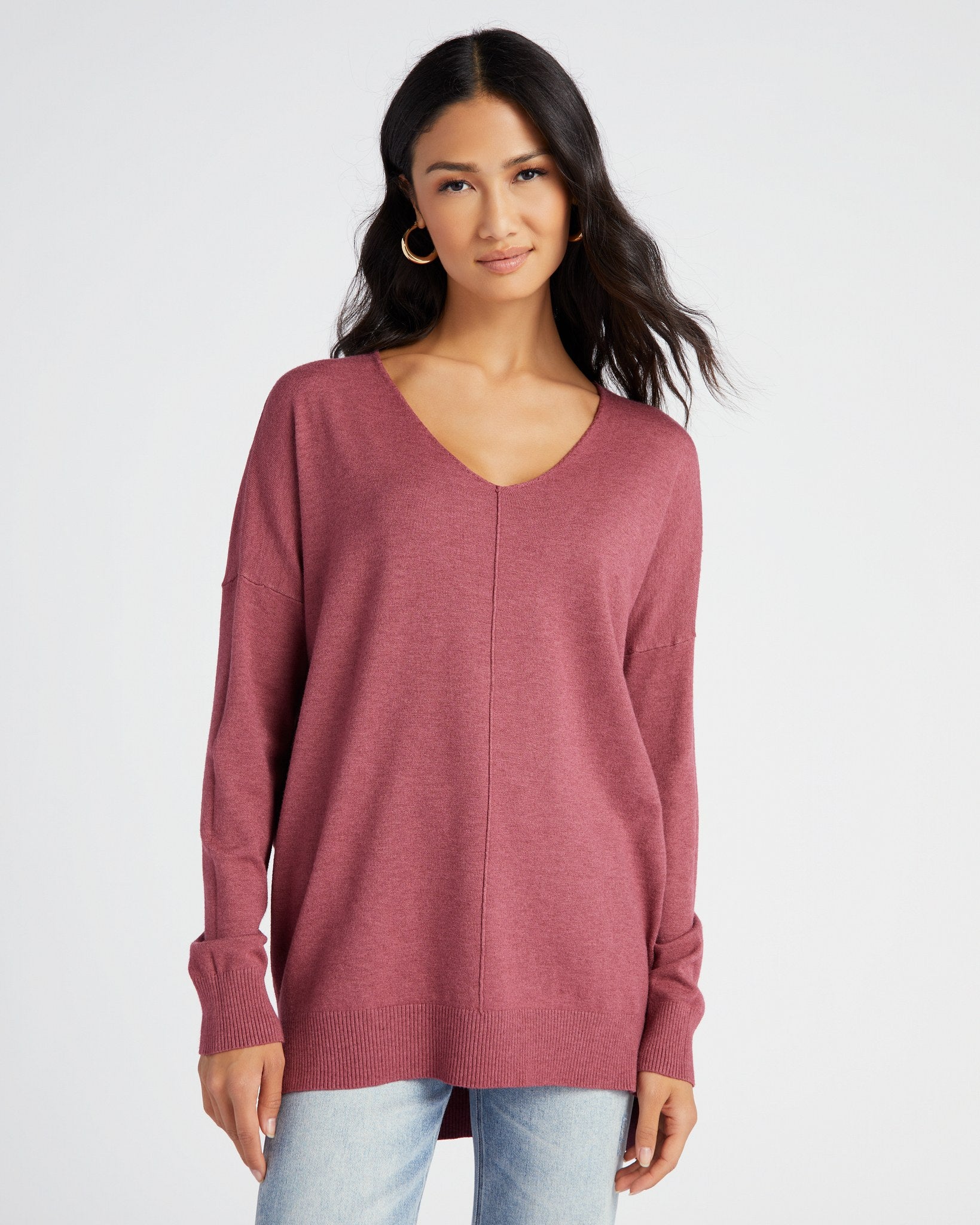 H. Wisteria $|& Dreamers Front Seam V-Neck Sweater - SOF Front