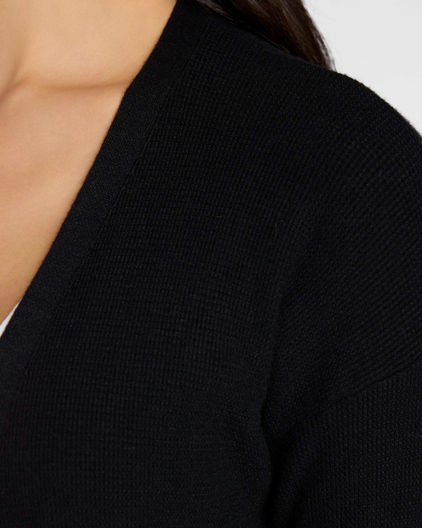 Black $|& Tea N Rose Soft Touch Sweater Cardigan - SOF Detail
