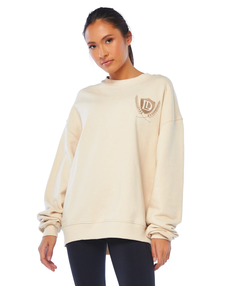 Clay Tan $|& Daughter Lessons Uptown Oversized Crewneck - SOF Front