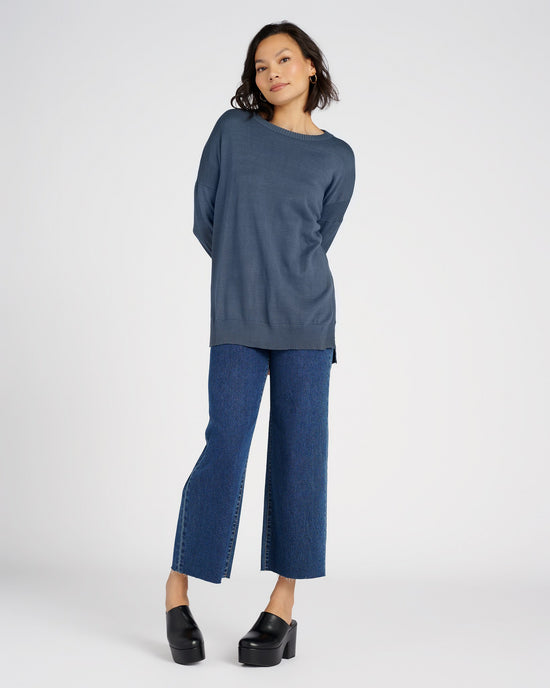 Pewter $|& Metric Comfy Side Slit Pullover - SOF Full Front