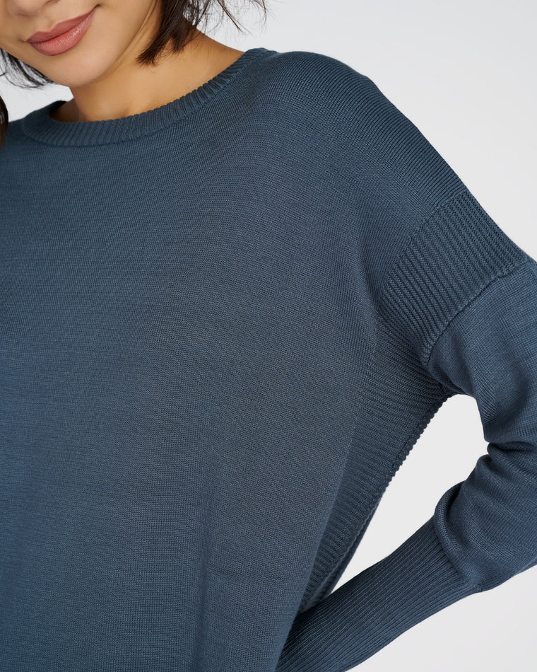 Pewter $|& Metric Comfy Side Slit Pullover - SOF Detail
