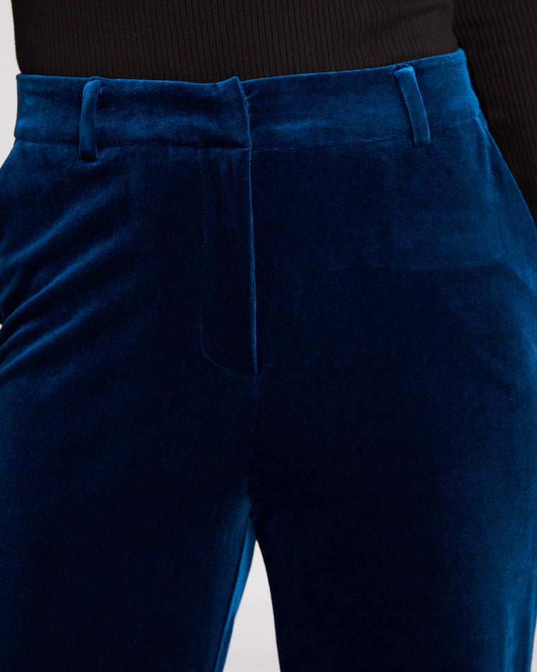 Teal $|& Skies Are Blue Velvet Pant - SOF Detail