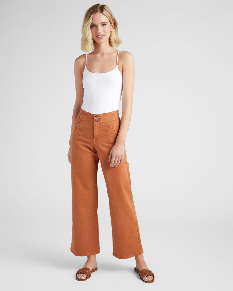 Cinnamon Orange $|& Mica Denim High Rise Wide Leg - SOF Full Front