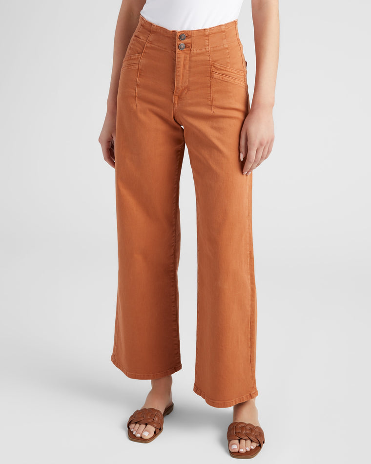 Cinnamon Orange $|& Mica Denim High Rise Wide Leg - SOF Front