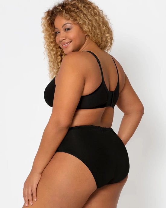 Black $|& Curvy Couture Cotton Luxe Wirefree Bra - VOF Back
