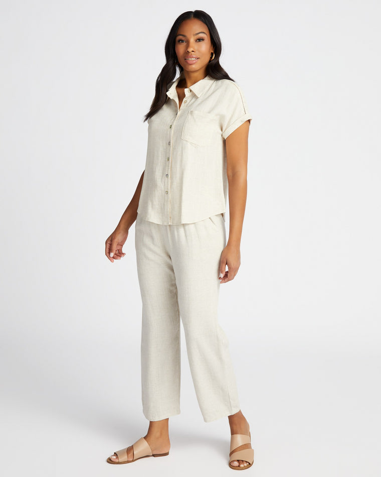 Stone $|& Apricot Ladder Trim Linen Lined Top - SOF Full Front
