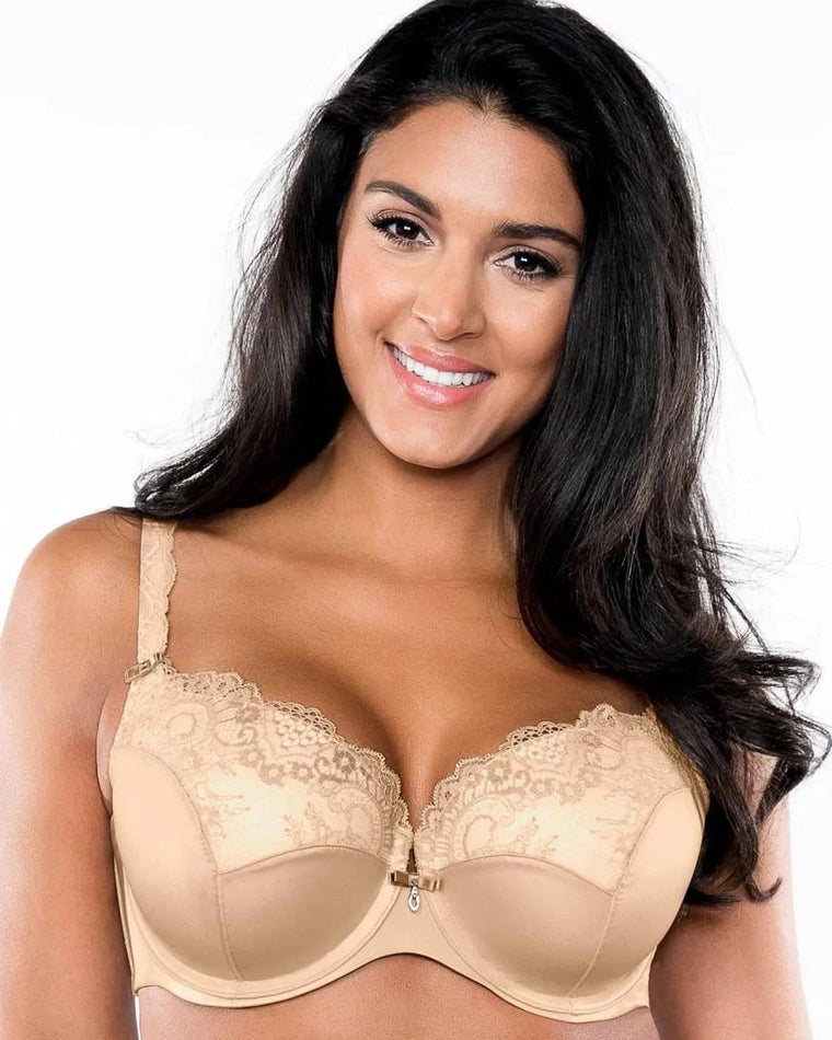 Bombshell Nude $|& Curvy Couture Tulip Lace Push Up Underwire Bra - VOF Front