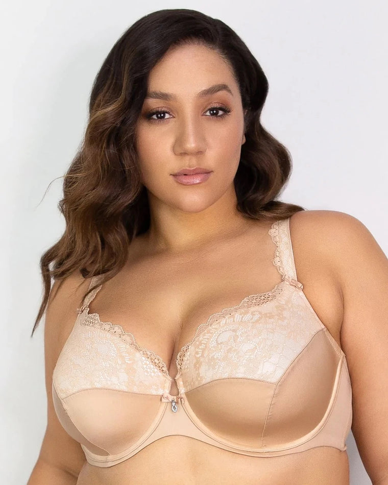 Bombshell Nude $|& Curvy Couture Tulip Lace Push Up Underwire Bra