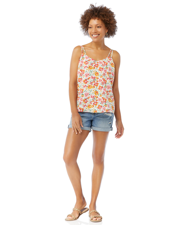 Ivory-Red $|& Skies Are Blue Floral Printed Cami - SOF Full Front