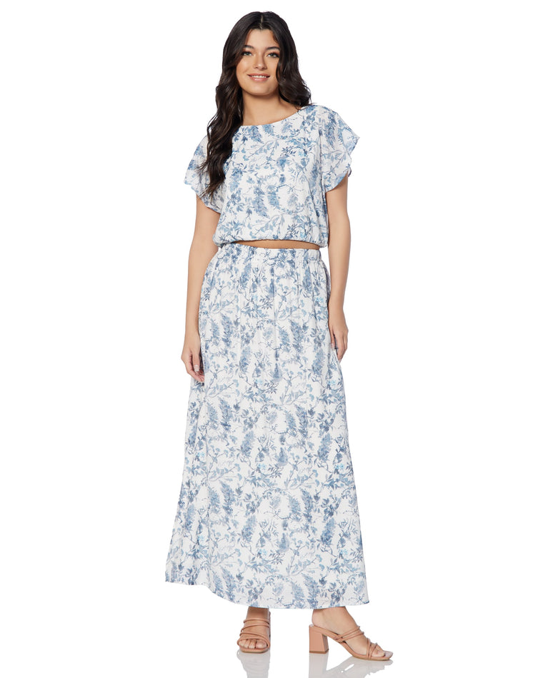 Blue Floral $|& Lucy Paris Vienna Skirt - SOF Full Front