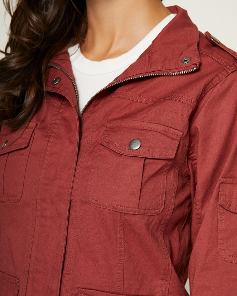 Washed Red $|& Thread & Supply Utility Jacket - SOF Detail