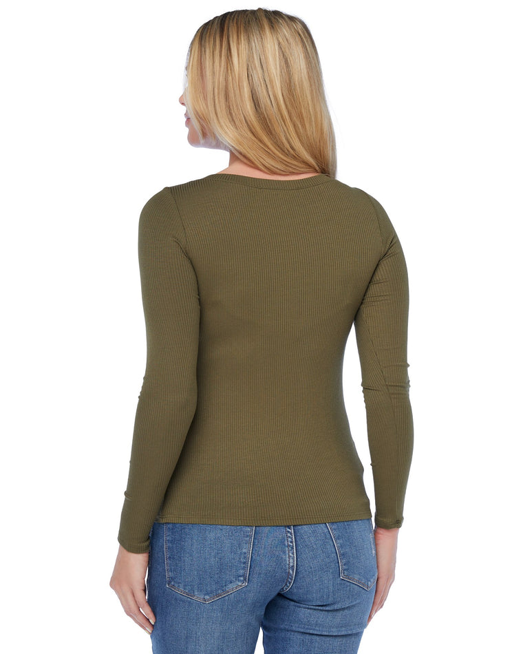 Olive Green $|& W. by Wantable Slim Fit Modal Knit Ribbed Top - SOF Back