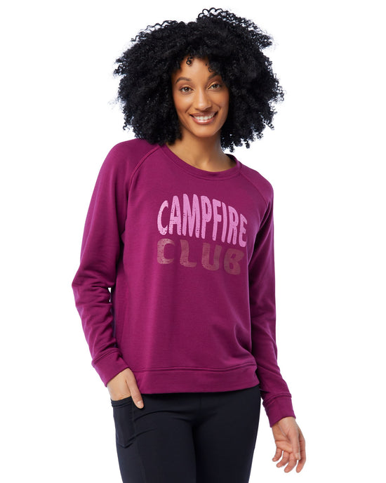 Plum Purple $|& 78 & Sunny Campfire Club Graphic Pullover - SOF Front