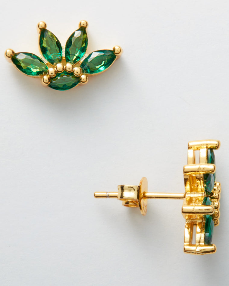 Gold/Green $|& Anuja Tolia Lotus Studs - Hanger Detail