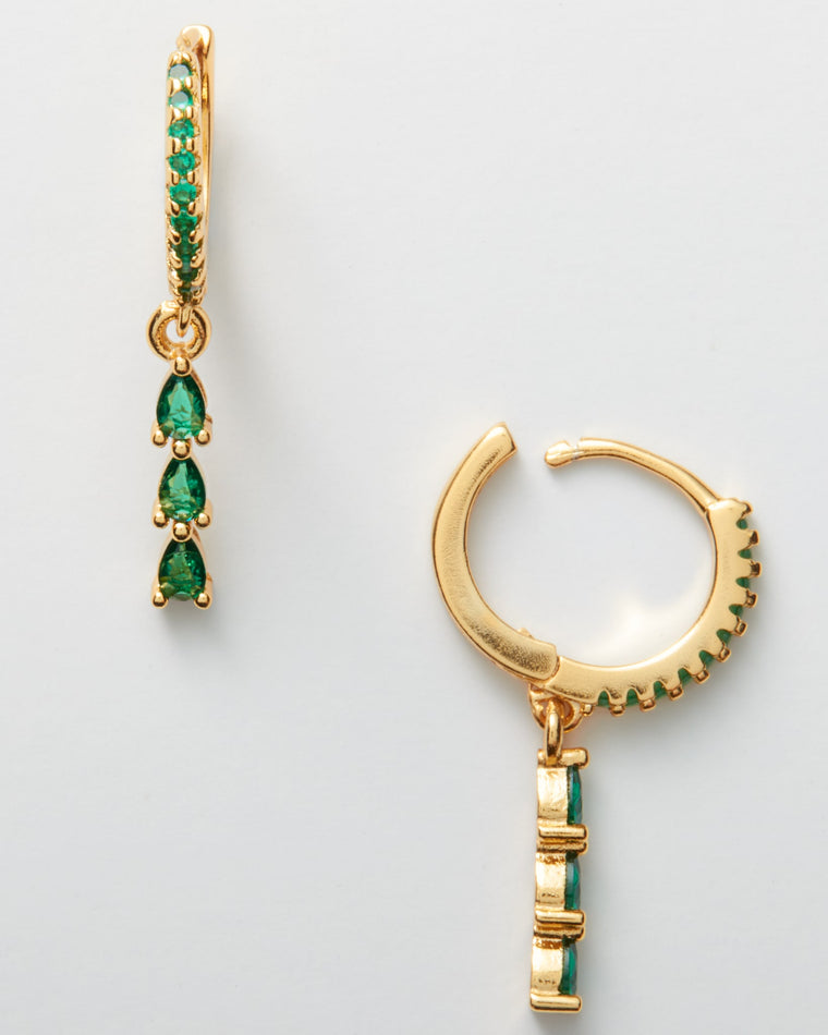 Gold/Green $|& Anuja Tolia Venus Huggie - Hanger Detail