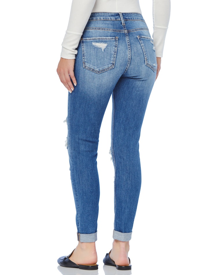 Medium Blue $|& Ceros Jeans Mid Rise Cuffed Skinny - SOF Back