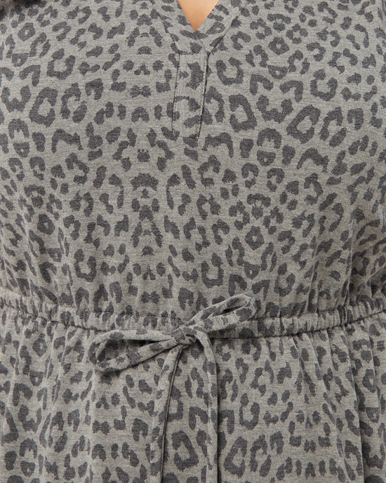 H. Grey Leopard $|& Bobeau Animal Print French Terry Drawstring Dress - SOF Detail