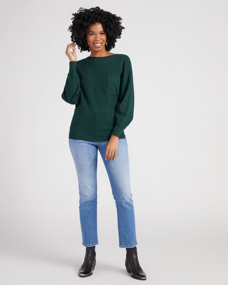 Green $|& Apricot Pocket Batwing Pullover - SOF Full Front
