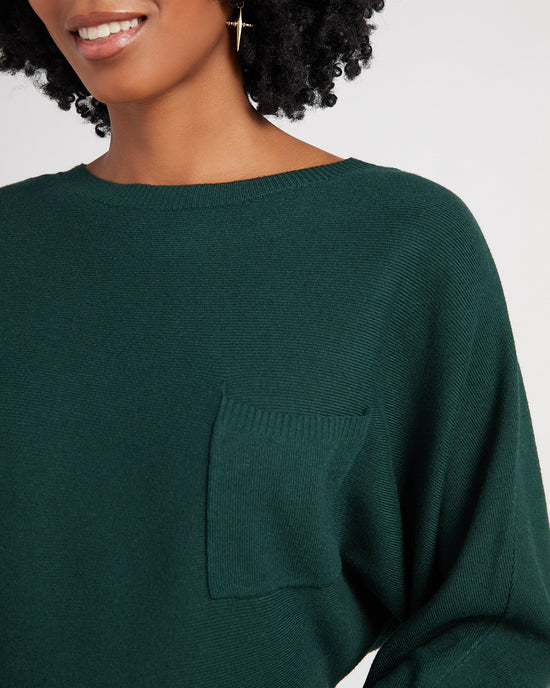 Green $|& Apricot Pocket Batwing Pullover - SOF Detail