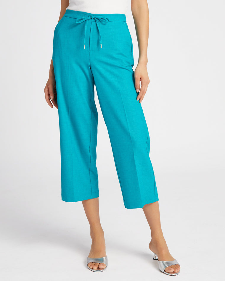 Lake Blue $|& Liverpool Pull On Wide Leg Pant - SOF Front