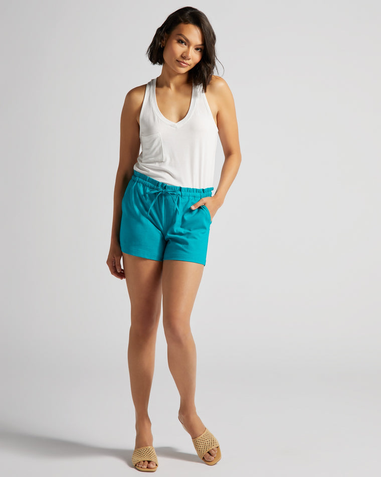 Lake Blue $|& Liverpool Tie Waist Short - SOF Front