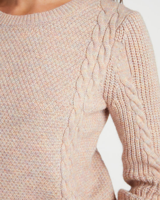 Taupe/Beige $|& Hem & Thread Jacquard Crew Neck Sweater - SOF Detail