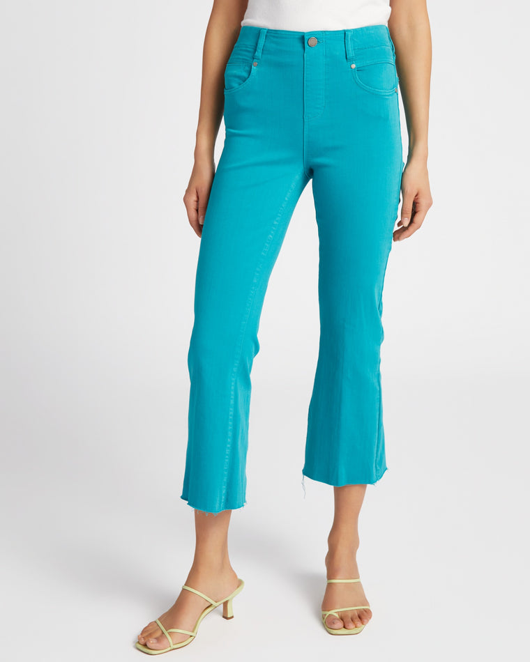 Lake Blue $|& Liverpool Gia Glider Crop Flare with Back Pleat - SOF Front
