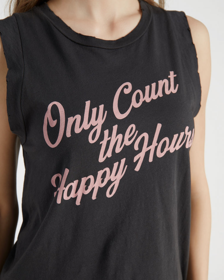 Black $|& Project Social T Only Count The Happy Hours Tank - SOF Detail