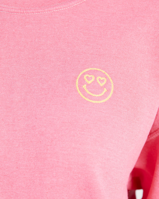 Cuban Sunset Pink $|& Project Social T Heart Eyes Embroidered Sweatshirt - SOF Detail