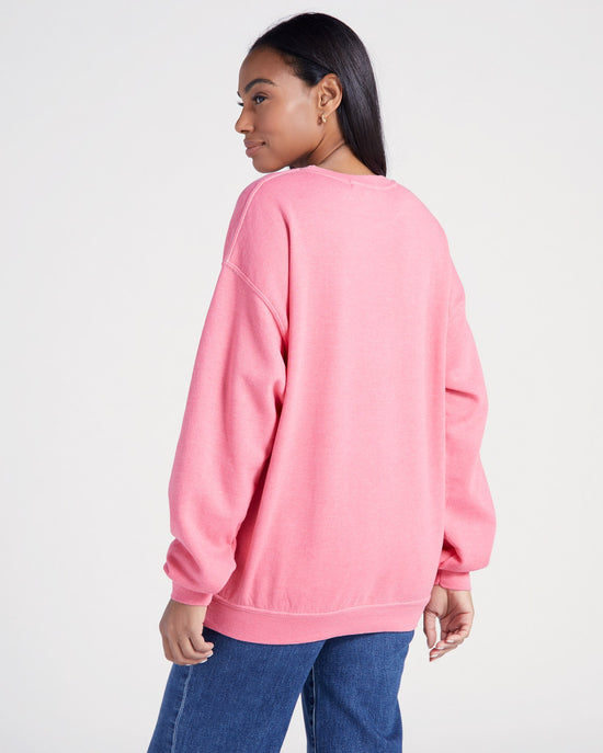 Cuban Sunset Pink $|& Project Social T Heart Eyes Embroidered Sweatshirt - SOF Back