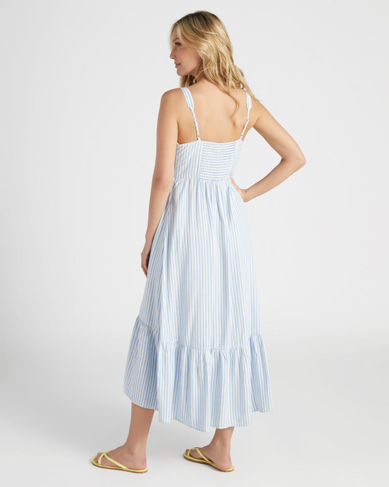 Blue/White $|& Skies Are Blue Striped Sweetheart Maxi Dress - SOF Back