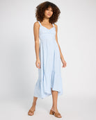 Blue/White $|& Skies Are Blue Striped Sweetheart Maxi Dress - SOF Front