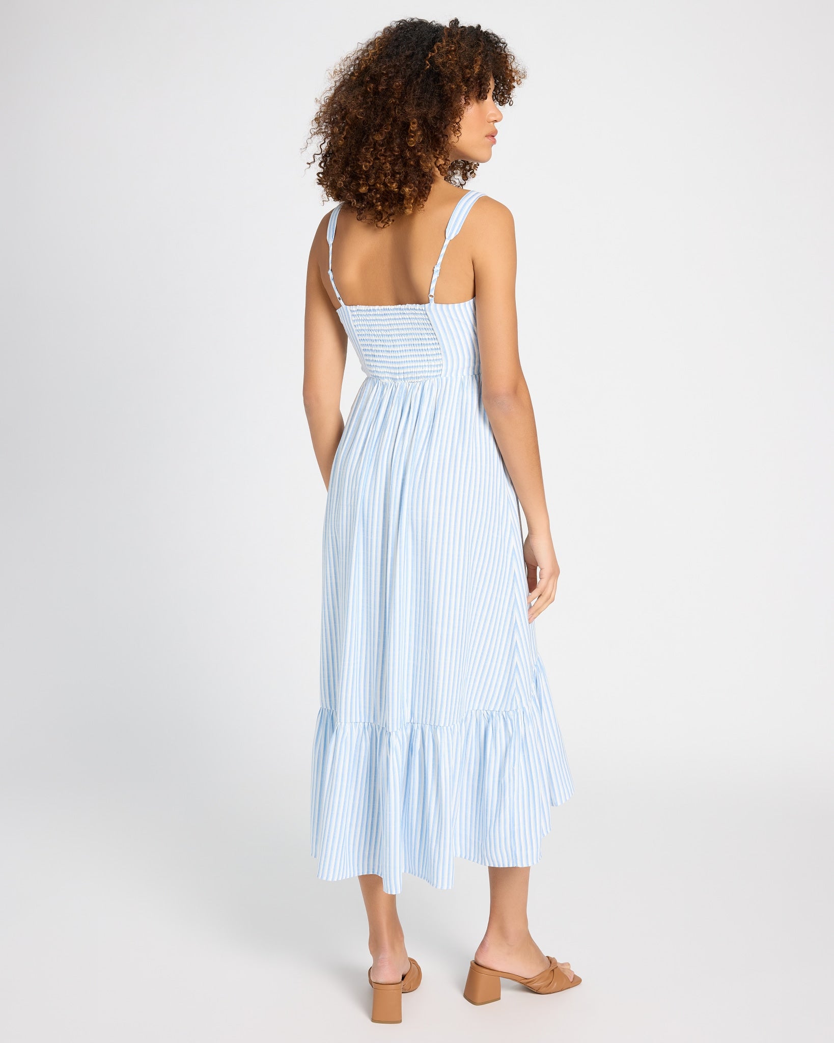 Blue/White $|& Skies Are Blue Striped Sweetheart Maxi Dress - SOF Side