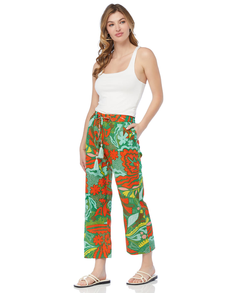 Leaf Green $|& Echo Hypnotic Floral Beach Pant - SOF Full Front