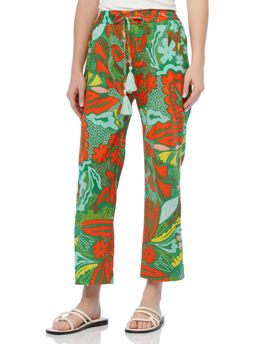 Leaf Green $|& Echo Hypnotic Floral Beach Pant - SOF Front