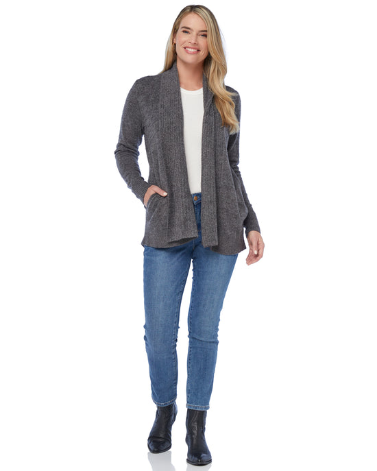 Heather Charcoal $|& Search For Sanity Cozy Waterfall Cardigan - SOF Full Front
