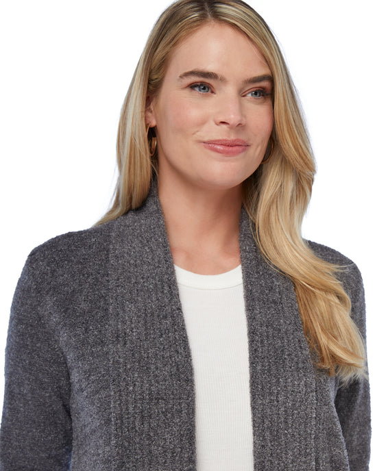 Heather Charcoal $|& Search For Sanity Cozy Waterfall Cardigan - SOF Detail