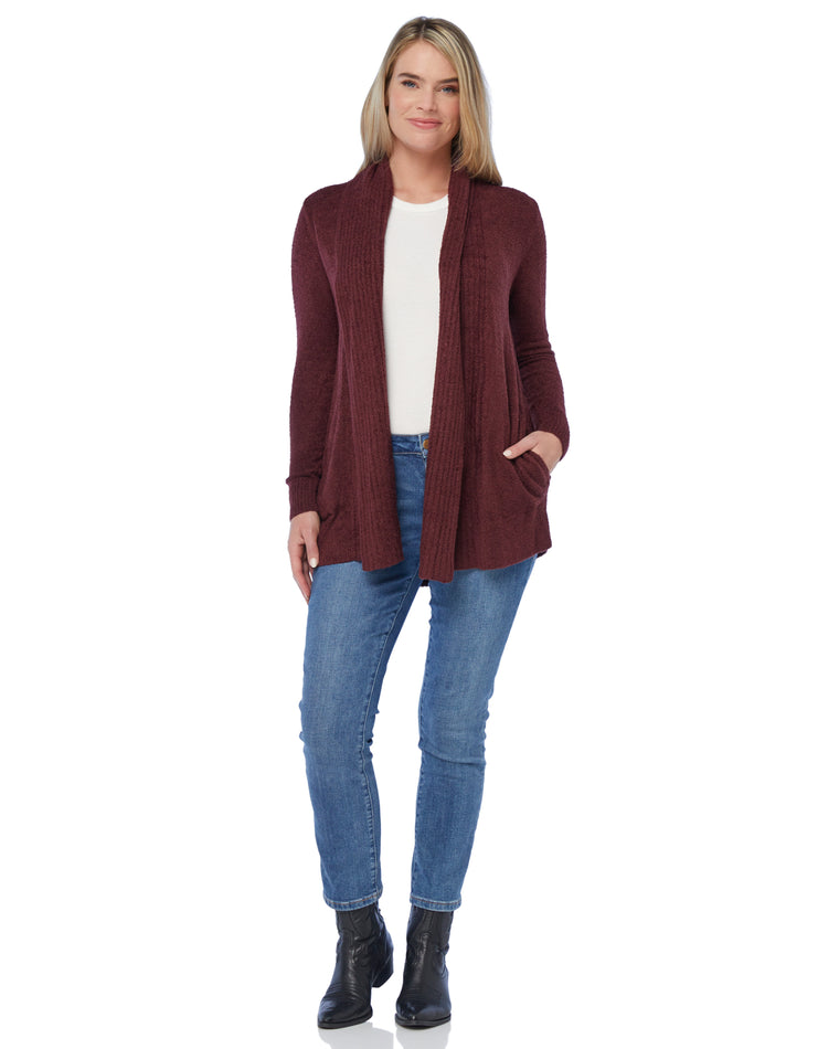 Wine $|& Search For Sanity Cozy Waterfall Cardigan - SOF Full Front