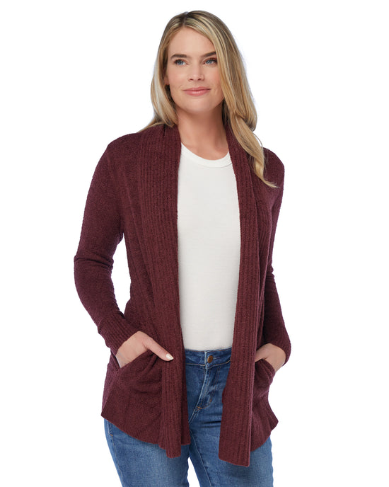Wine $|& Search For Sanity Cozy Waterfall Cardigan - SOF Front