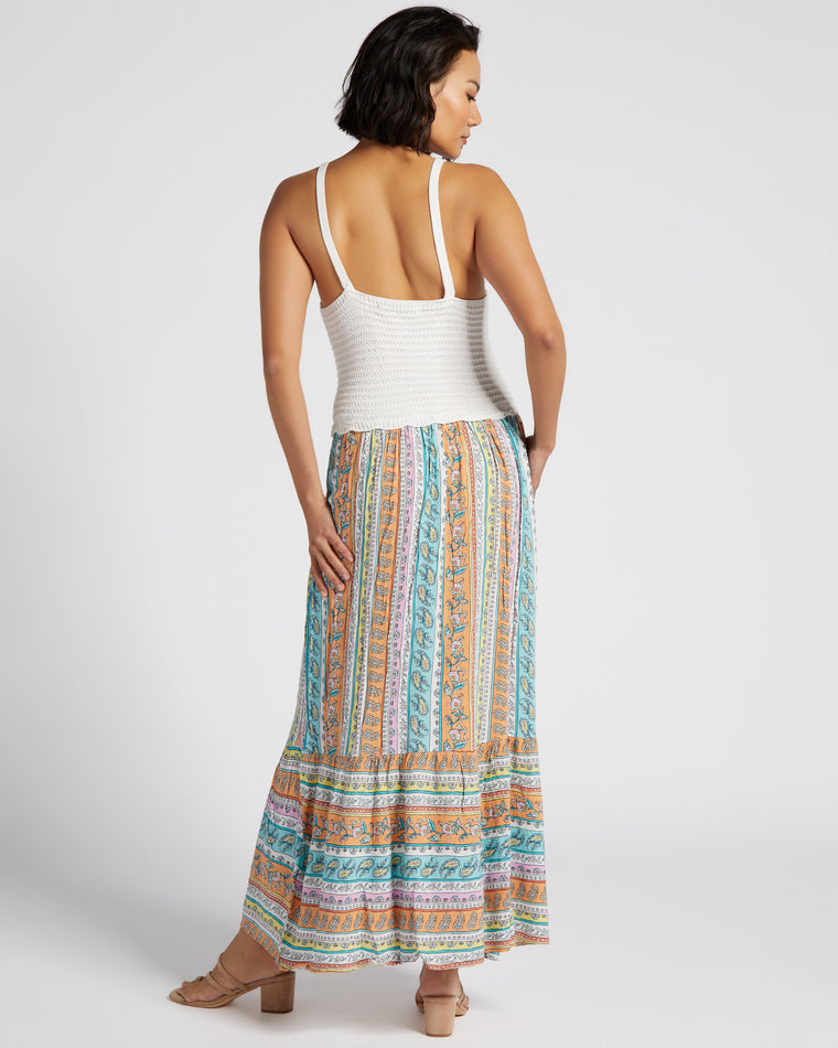Peach Paisley Stripe $|& DEX Crochet Top Maxi Dress - SOF Back