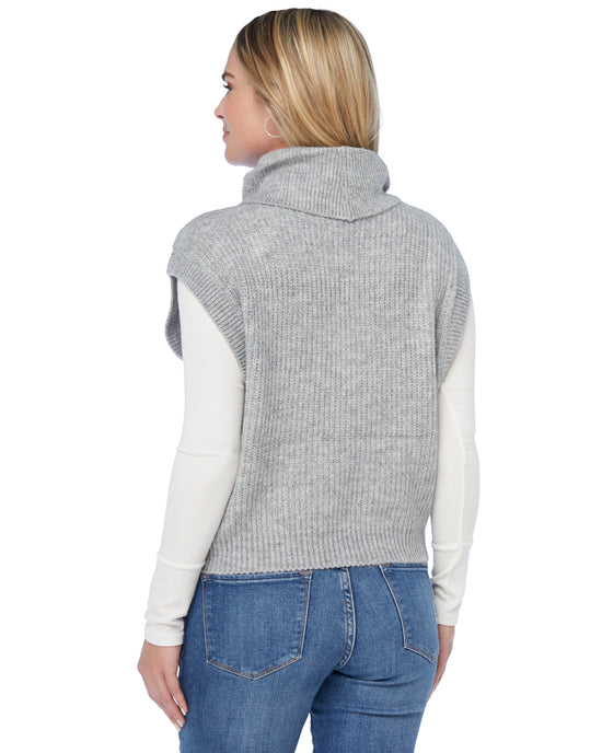 Light Grey $|& Vigoss Cowl Neck Mossy Sweater Vest - SOF Back
