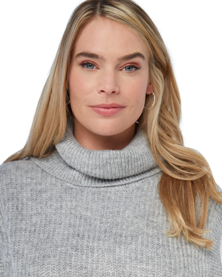 Light Grey $|& Vigoss Cowl Neck Mossy Sweater Vest - SOF Detail