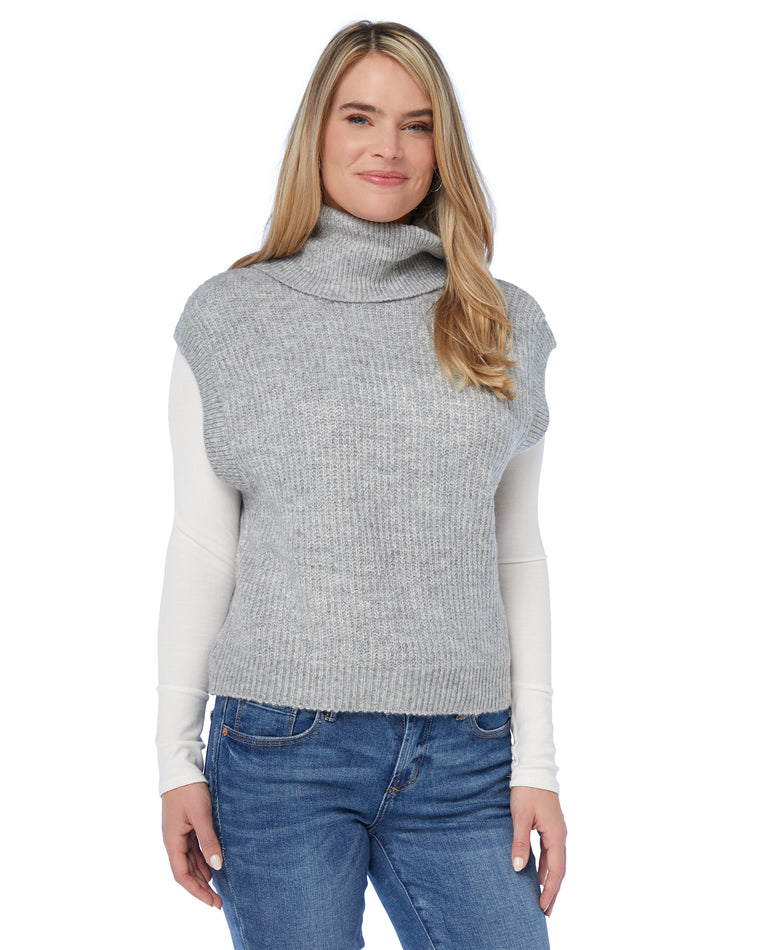 Light Grey $|& Vigoss Cowl Neck Mossy Sweater Vest - SOF Front