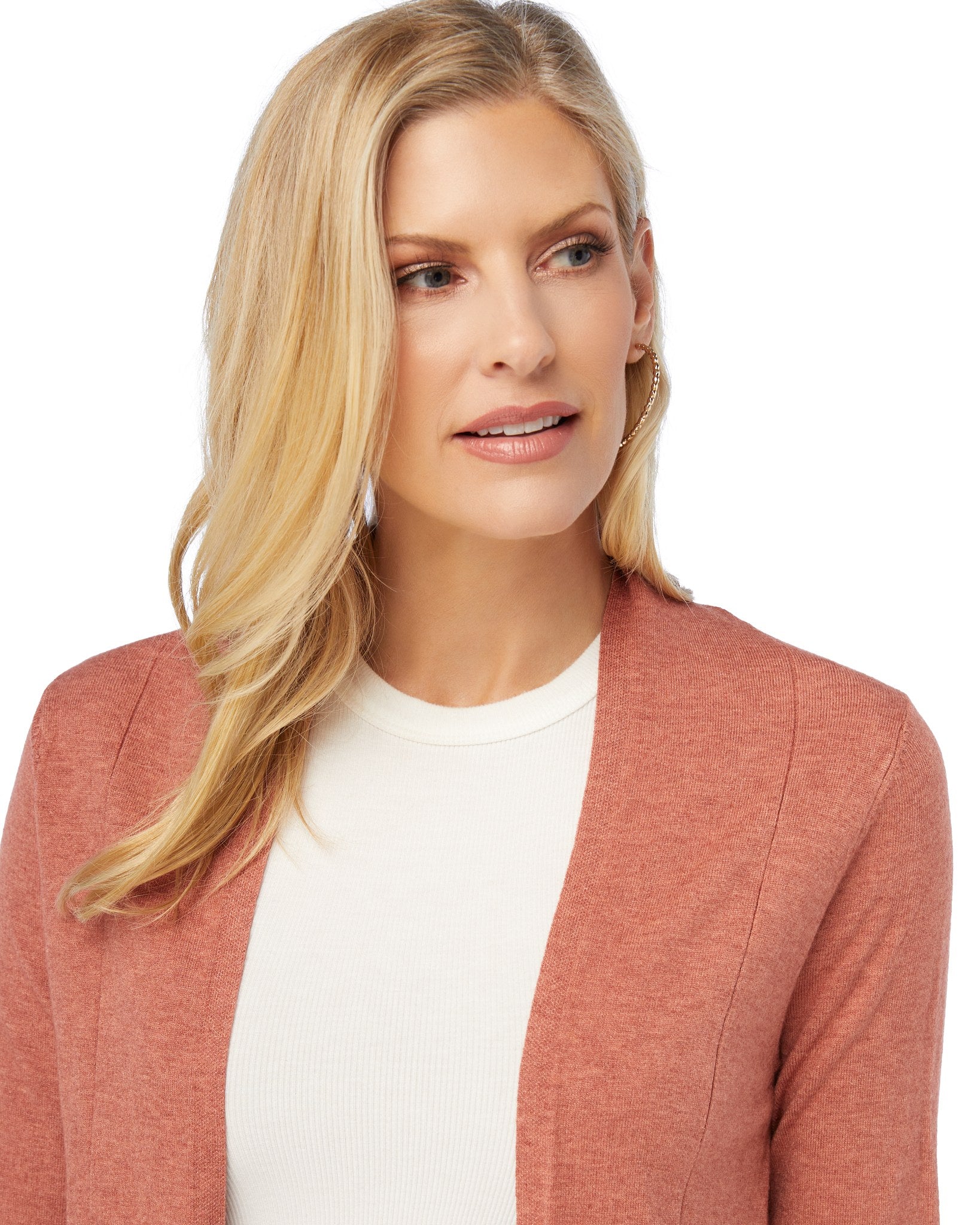 Heather Spice $|& Dreamers Open Long Line Cardigan withPockets - SOF Detail