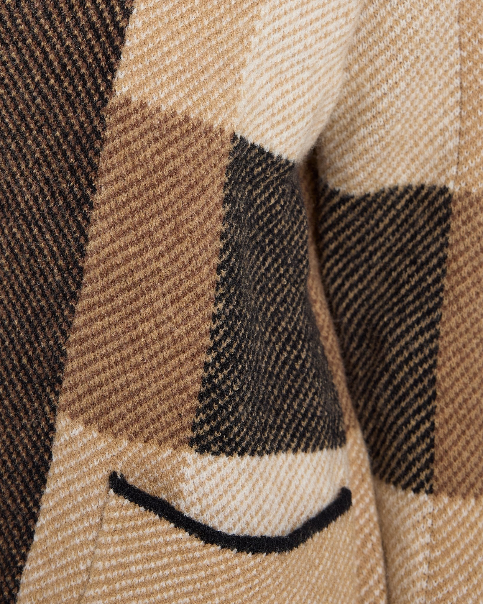 Camel $|& Dreamers Multi Plaid Sweater Cardigan with Pockets - SOF Detail